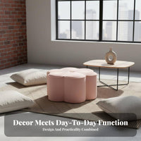 plush fabric Upholstery Flower-Shaped Plush Stool Multi-Functional Flower-Shaped Pouf Multipurpose Footstool Soft Padded Seat for Adults, Homeowners, Interior Decorators, Entryway, Living Room, Bedroom