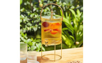 Transparent Glass Beverage Dispenser with Stand Cold-Use Ribbed Glass Dispenser with Lid Sturdy Food-Grade for Gatherings