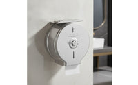 Stainless Steel Center-Pull Bath Tissue Dispenser Brushed Silver Wall-Mounted Bath Tissue Dispenser Enclosed Rust-Resistant for Washroom