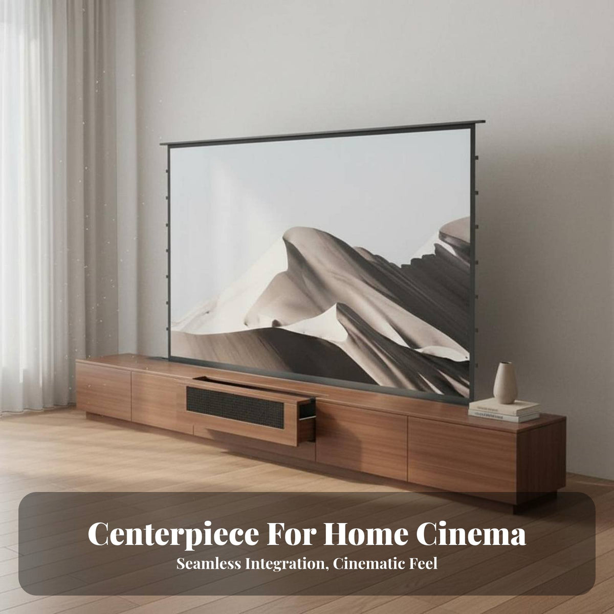 TV Unified Cabinet Single-Button Control Retractable Screen TV Cabinet Space Saving Ascending Screen Media Console for E-Sports Aficionados
