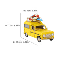 Model Van with Surfboards Diminutive Retro Metal Van Model Nostalgic Ornament for Tabletop