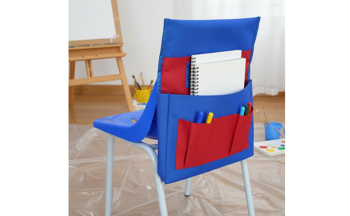 Chair Back Storage Bag Space Saving Student Chair Pocket Name Tag Slot Seat Back Organizer for Kids
