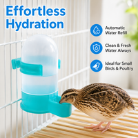 Quail Feeder Waterer Set Polymer Feeder with 12 Holes, Translucent Blue & Teal, Tidy Hygienic Less Waste for Smallholder Backyard Quail