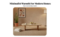 Rectangular Travertine Coffee Table Wabi-Sabi Design Home Furniture Natural Stone Top sturdy Wood Legs for Interior Designers