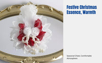 Christmas Feather Headband, Victorian Style, Elegant Red Cream Plume Hair Accessory, Handmade Hat and Brooch