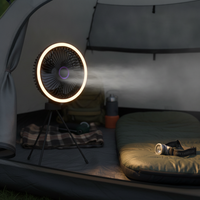 Portable USB Rechargeable Camping Fan with Tripod Stand and LED Light for Indoor/Outdoor Use