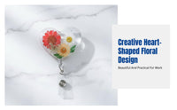 Creative Dried Flower Retractable Badge Reel, 360° Rotating Holder, Decorative Office Accessory