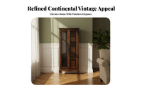 timeless Country design Tall Single-Door Hutch Glass Doors book cabinet Multifunctional Display Cabinet Multi-Purpose for Book Lovers, timeless Decor fans, Office Workers, Living Room, Study, Bedroom