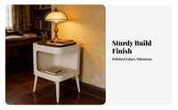 Mid-Century-Century Modern Design Arched End Table with Beaded Legs Vintage Aesthetic Nightstand Multi-Layer Storage Household Furniture Accessible and Closed Compartments for Homeowners, Apartment Dwellers, Students, Bedroom, Living Room, Study, Office