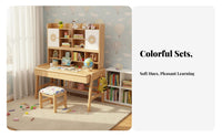 Kids Desk and Chair Set Sturdy Construction Solid Wood Student Desk Ergonomic Design Student Writing Table with Storage for Girls, Boys, Bedroom, Home