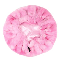 Satin Sleep Cap with Fleece Lined Double Layer, Adjustable Bonnet Hat for Women Haircare, Cold Weather Nightcap for Adult Winter Cover, Pink Size