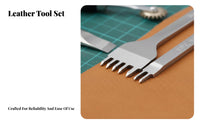 24 Pieces DIY Leather Tool Kit Includes 3 Hues Waxed Thread Leather Craft Tool Kit Beginner-Easy-to-Use Ergonomic Wooden Handles