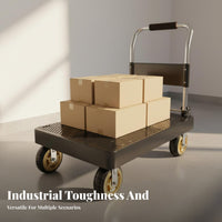 Portable Flatbed Cart Space Saving Foldable Base Truck Multipurpose Foldable Push Cart for Homeowners, Delivery Personnel, Home, Workshop, Factory