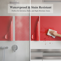Self-Adhesive Red PVC Wallpaper for Walls, Waterproof Decorative Film