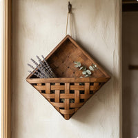 Geometric Wall Basket Brown Finish Wall Hanging Basket Easy to Hang