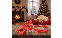Holiday Themed Velvet Dog Harness Leash Set Adjustable Christmas Dog Harness Easy to Wear Pet Accessory Lightweight for Dogs, Walking, Training