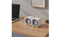 2 Pieces USB Powered Computer Speakers Deep Bass USB Powered Speakers Compact Design Mini Desktop Speaker Set for Enthusiasts