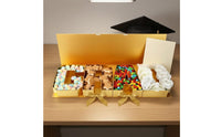Graduation Gift Box Gold Finish GRAD Letter Box Fold-out Lid Ribbon Bows for Graduates