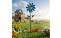 Steel Floral Windmill Colorful Metal Windmill Flower Weather-Resistant Yard Ornament for Villa, Patio