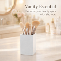 Clear Acrylic Pen Holder for Desk Storage, Square Pencil Pot Organiser for Vanity Table, Makeup Brush Office Stationery