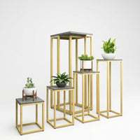 Corner Shelf Plant Stand for Living Room Decor, Tall Indoor Metal Frame with Square Base, Single Tier Plant Pot Stand, Disassembly Design