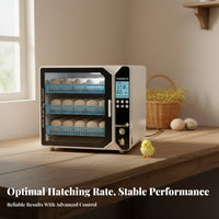 Intelligent Temperature Control Home Egg Hatching Machine Adjustable Roller Tray Automatic Egg Incubator Double-Power Power Support Digital Poultry Hatcher Pre-Programmed Hatching Modes for Hobby Farmers, Educators, Small Farm, Classroom