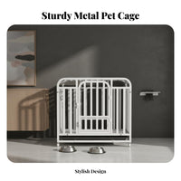Easy to Clean Indoor Dog Crate Safety Lock Heavy Duty Dog Crate Rust-Resistant Rolling Pet Kennel Paw-Friendly Grid for Small Dogs