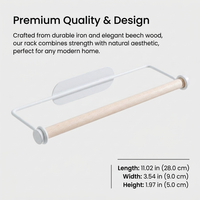 Cling Film Dispenser Minimalist Home Kitchen Wall Mounted Organizer Iron Beech Wood Paper Towel Rack Home Organizer