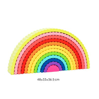 Wooden Rainbow Stacker Smooth Finish Wooden Rainbow Arch Stacking Toy Educational Stacking Arches Open-Ended Play
