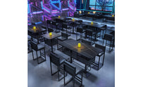 Urban Loft design Round Bar Table and Stools With Footrest Pub Seating scuffResistant Counter Stool sturdyDuty Construction for Restaurant Owners, Cafe Proprietors, Interior Designers, Home Kitchen, Dining Room, Small Spaces, Patio