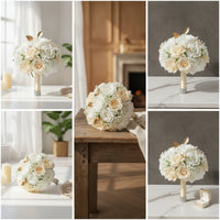 Show-Stopping Artificial Flower Bouquet Handheld Bridal Bouquet Elegant Flowers Delicate for Brides