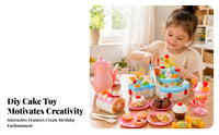 Colorful Plastic Birthday Cake Playset Pastel Style Light-up Singing Cake Cutting Play Decorative for Children