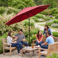 Outdoor Umbrella with Water-Filled Base-Fill Tilting Patio Umbrella Sturdy for Homeowners, Cafe Owners, Backyard, Garden, Poolside