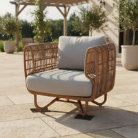 Aluminum Frame Patio Sofa Sun-Resistant Rattan Sofa Set Rattan Sectional Couch Modern Nordic Design Garden Lounge Set for Villa