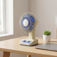 Rechargeable Fan with Vintage Grille Retro Desktop Fan with Control Dial Compact for Bedroom, Dorm Room, Nightstand
