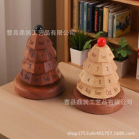 Wooden Rotating Desk Calendar with Perpetual Calendar for Home Office Decoration