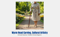 Walking Cane for Seniors, Sturdy Handmade Wood, Anti-Slip, Lightweight, Four-Leg Dragon Head Design