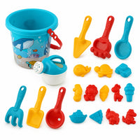 20 Pieces Smooth-Edged Beach Sand Toy Set Colorful Beach Pail with Molds Portable Sand Castle Building Kit Creative for Children