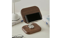 Phone Stand with Wooden Base Rotating Adjustable Desktop Phone Holder Sturdy Desktop Stand for Professionals, Nightstand