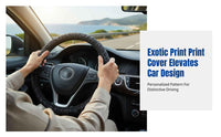 Polyester Steering Wheel Cover, Black Leopard Print, Universal Fit, Sweat-Absorbing, Stylish Car Interior Accessory