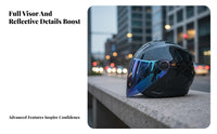 Retro Double Lens Design Vintage Shell Guarding Headwear for Men, Adults, Daily Commuting, Long-Distance Riding, Outdoor