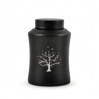Urn with Tree of Life Pattern Long-Lasting Memorial Urn Vessel Cylindrical Decorative for Remembrance Altar, Home