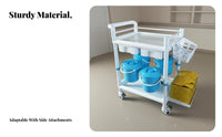 Medical Treatment Cart Non Instrument Trolley Sturdy Construction 3-Tier Rolling Trolley for Nurses, Hospital, Mouth Care Facility, Research Facility