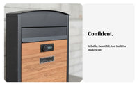 Wood Grain Metal Mailbox Sturdy Construction Combination Lock Letterbox Combination Lock Mail Receptacle Modern Design for Porch