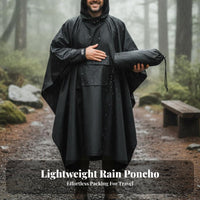All-Purpose Rain Poncho & Tear-Resistant Waterproof Hooded Poncho Quick-Dries Quickly Lightweight Packable Rain Cape for Hikers, Hiking, Travel