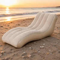 Inflatable Lounge Chair Flocked Surface Reclining Air Chair with Pillow Inflatable Chaise for Camping, Beach
