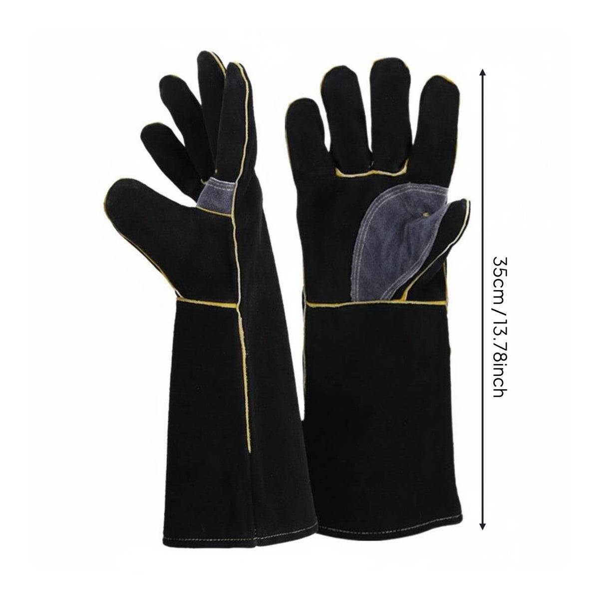 Cotton Lined Metalworking Gloves Kevlar Stitched Leather Heat Resistant Gloves Safety Gear for Fireplace