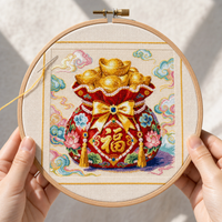 2026 New Cross Stitch Kit for Living Room Embroidery - Lucky Character and Bag Design
