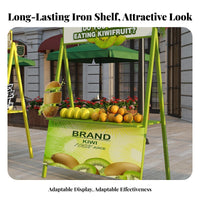 Portable Mobile Vendor Booth Heavy Duty Wrought Iron Stall Shelf Weather Resistant Promotional Sales Rack Wide Countertop for Street Vendors, Small Business Owners, Event Promoters, Night Markets, Trade Exhibit S, Festivals, Shopping Malls