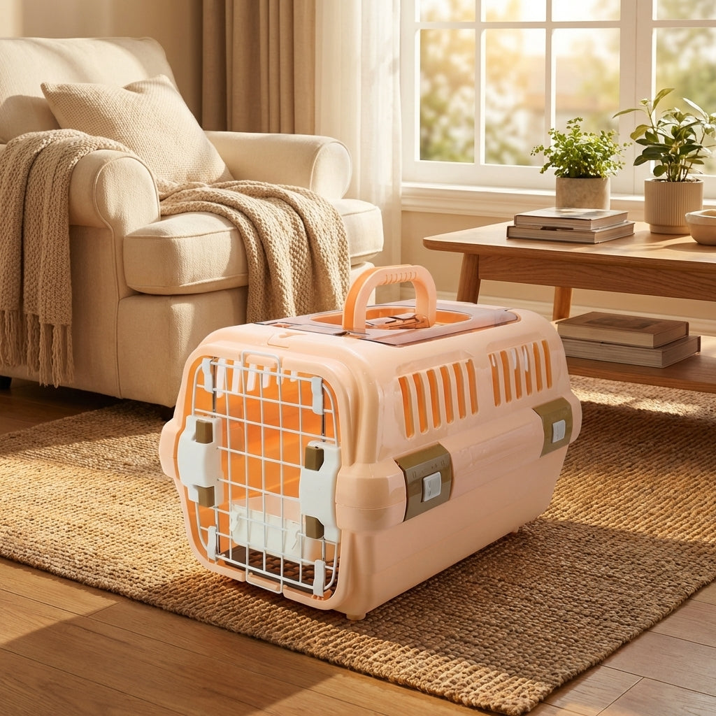 Handheld Pet Carrier with Upper Opening, Hard-Sided PP Material Cat Carrier, Transport Pet Carrier for Car